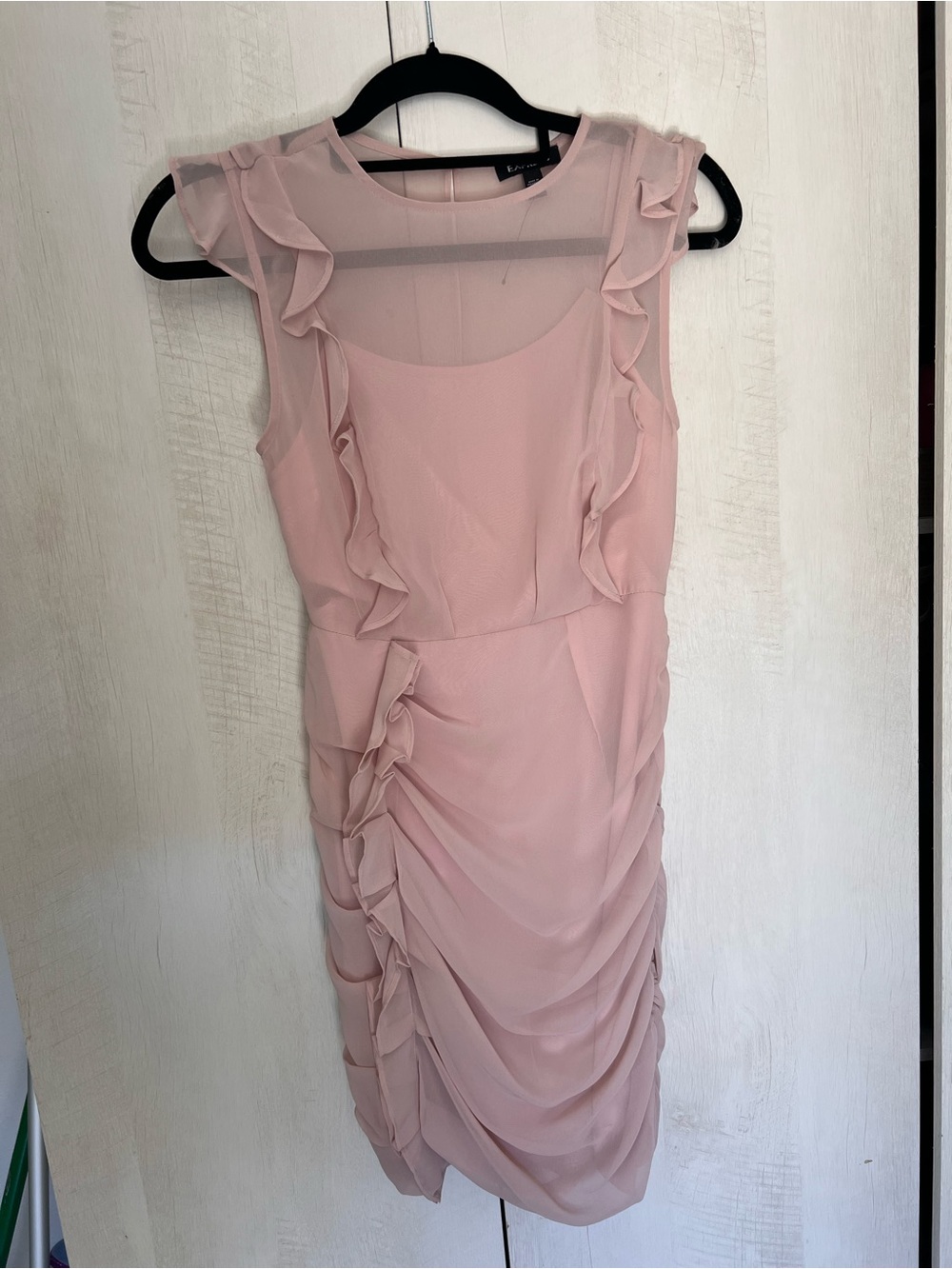 Express Blush Pink Ruffle Midi Dress